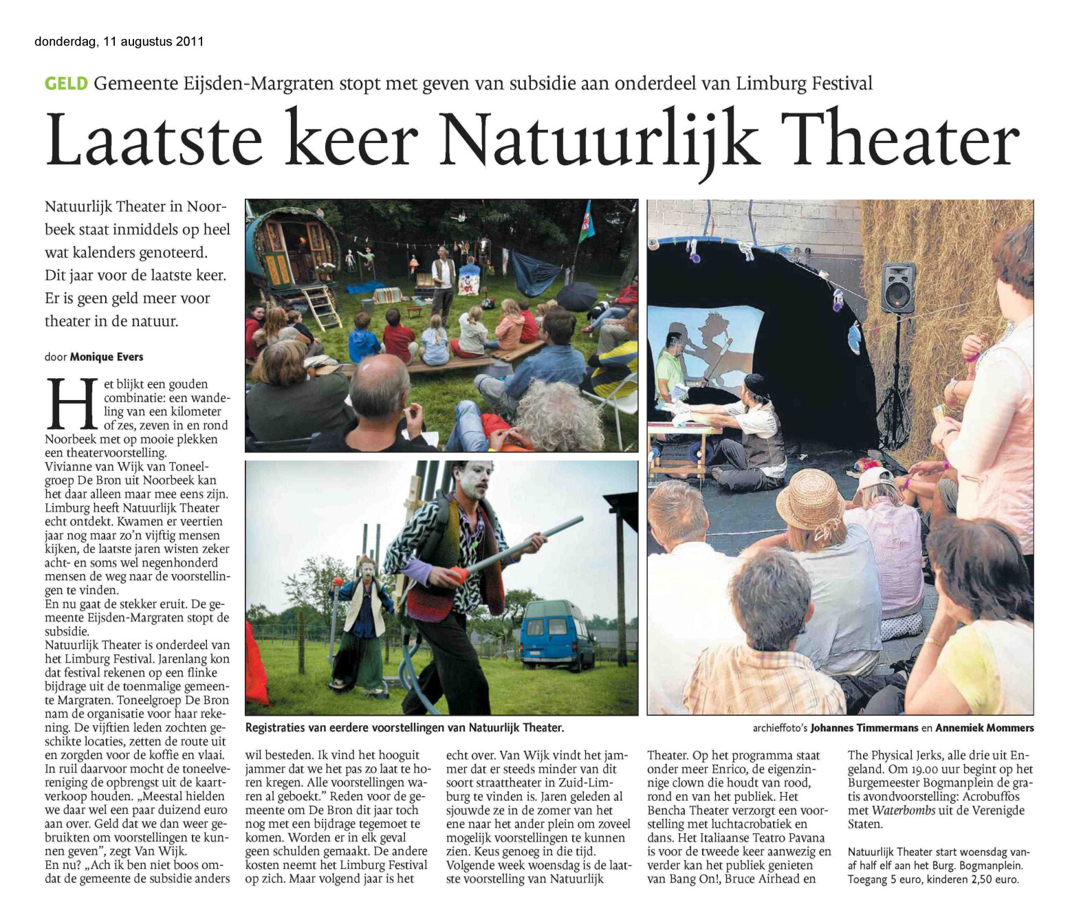 Laatste keer Natuurlijk Theater [Dagblad de Limburger do-11-08-2011]